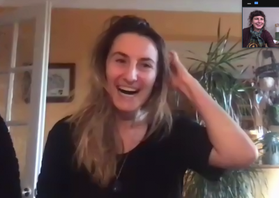 Screen Shot Bethan zoom interview to Jonny & Tara in SVA gallery